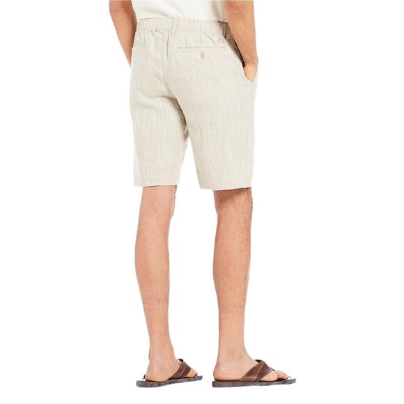 Tommy Bahama Men's Small Stone Khaki Harbor Herringbone 10" Linen Blend Shorts - Picture 9 of 9